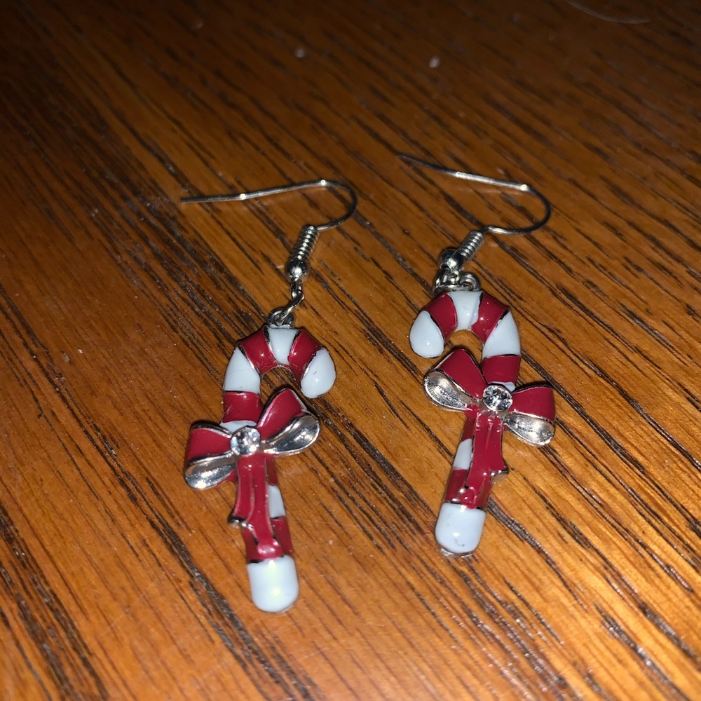 Candy cane drop earrings